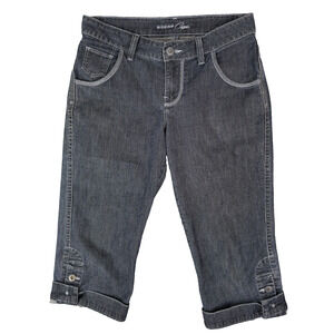 Riders Copper Capri Womens 5/6 M Blue Denim White Stitching Stretch